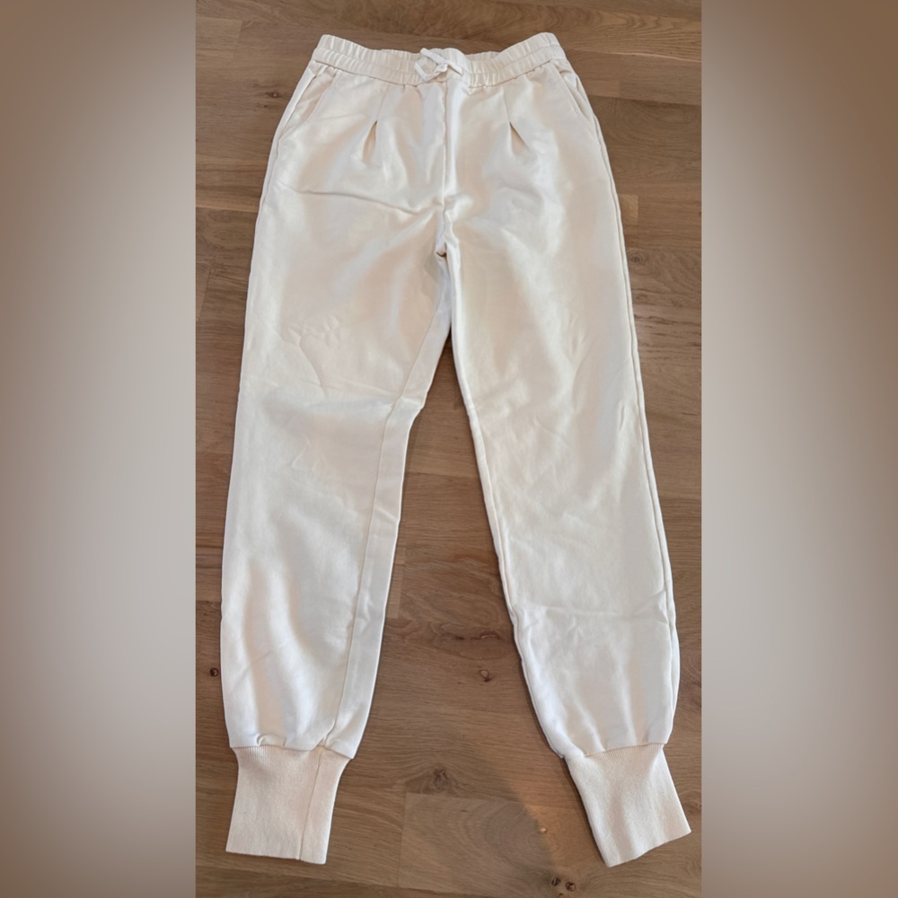 Varley KESWICK STRETCH-COTTON SWEATPANTS IN IVORY size medium